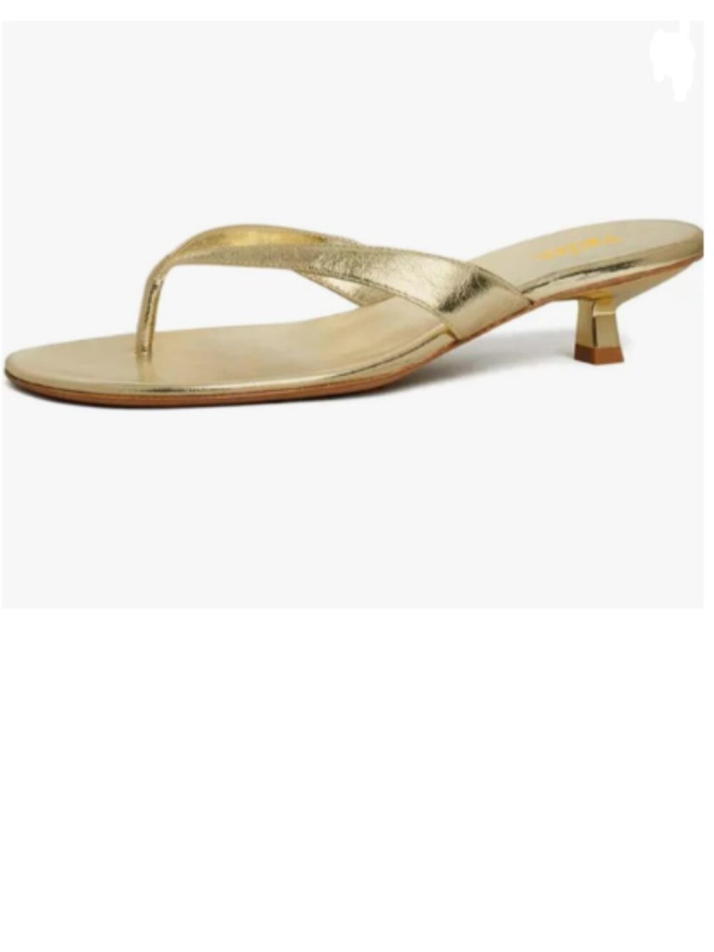 Pazzion Gold Open Toe Kitten Heels Flip Flop Slip On Low Heel Thong Sandal